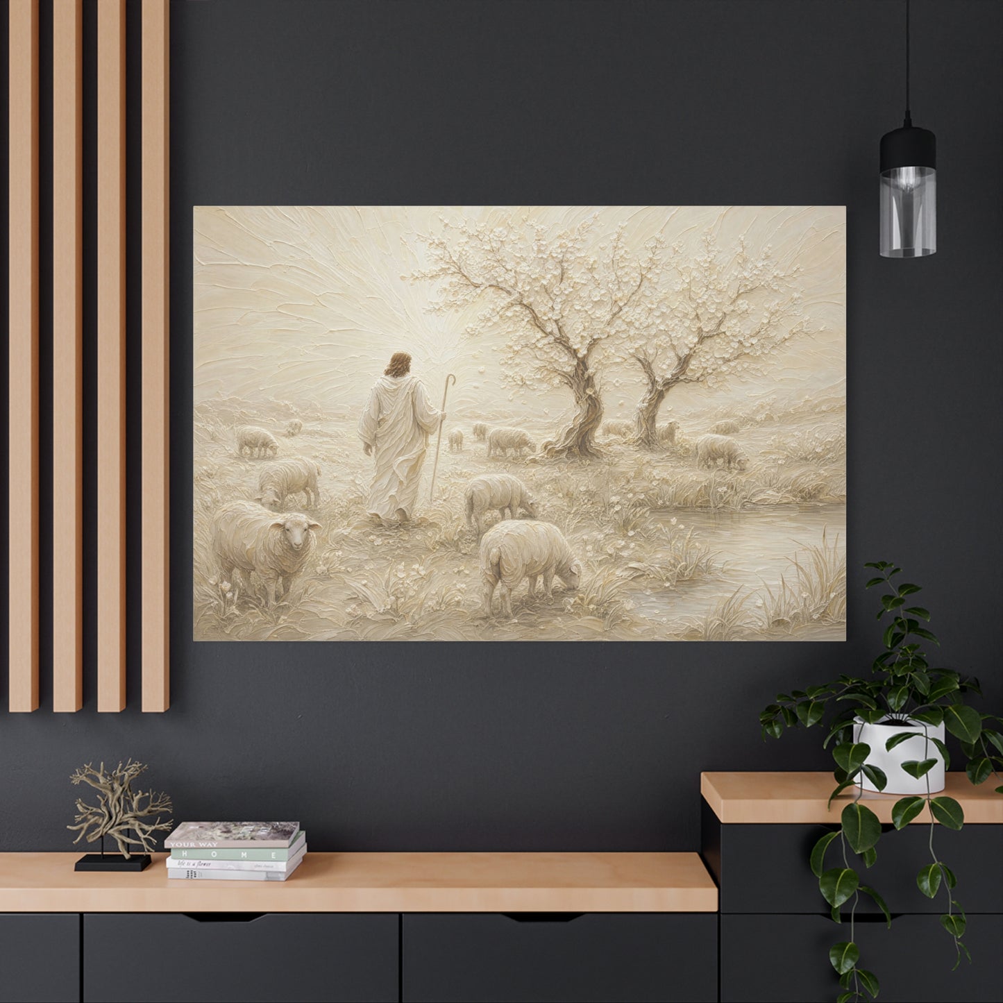 The Gentle Shepherd | Ivory Relief - Canvas
