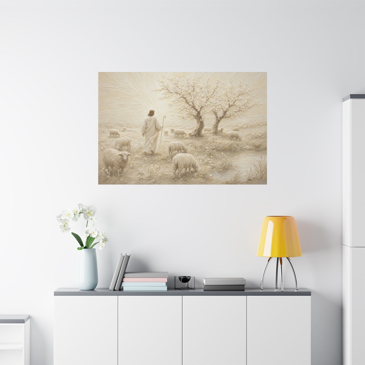The Gentle Shepherd | Ivory Relief - Canvas