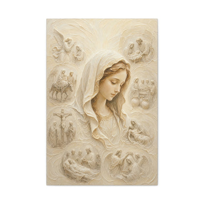 The Veiled Mary | Ivory Relief - Canvas