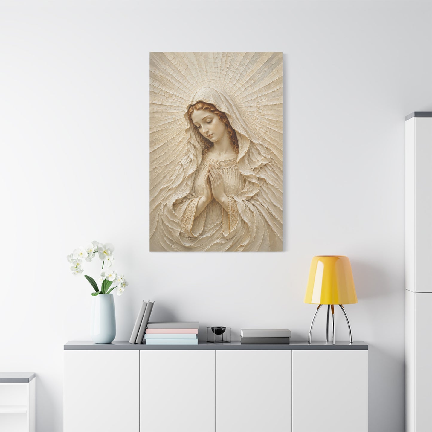 Madonna of Quiet Grace | Ivory Relief II - Canvas