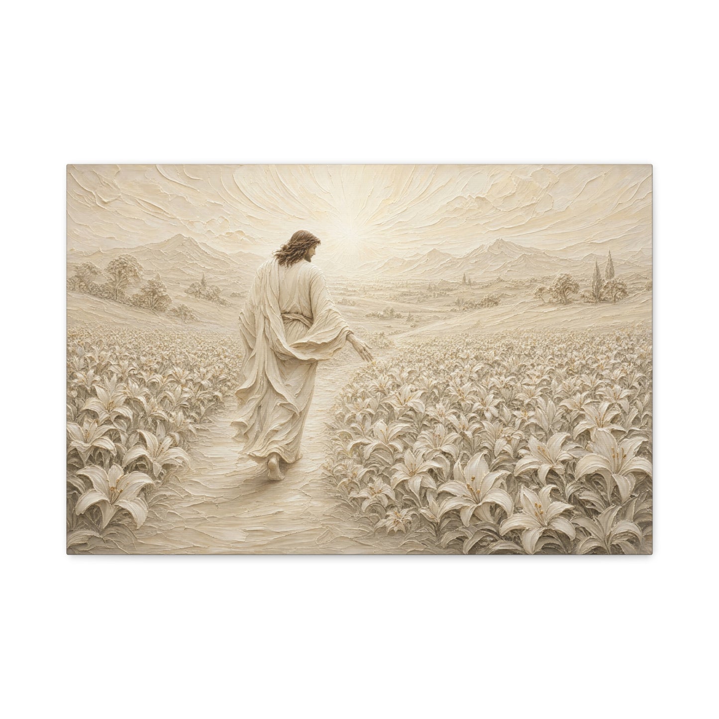 The Lily Path | Ivory Relief - Canvas