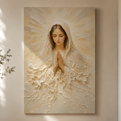 Madonna of Quiet Grace | Cream Impasto - Canvas