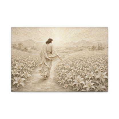 The Lily Path | Ivory Relief - Canvas