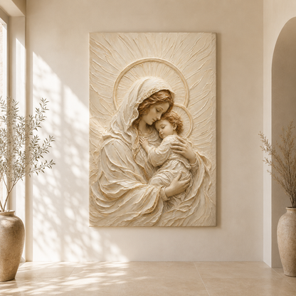 Madonna And Child II | Ivory Relief - Canvas