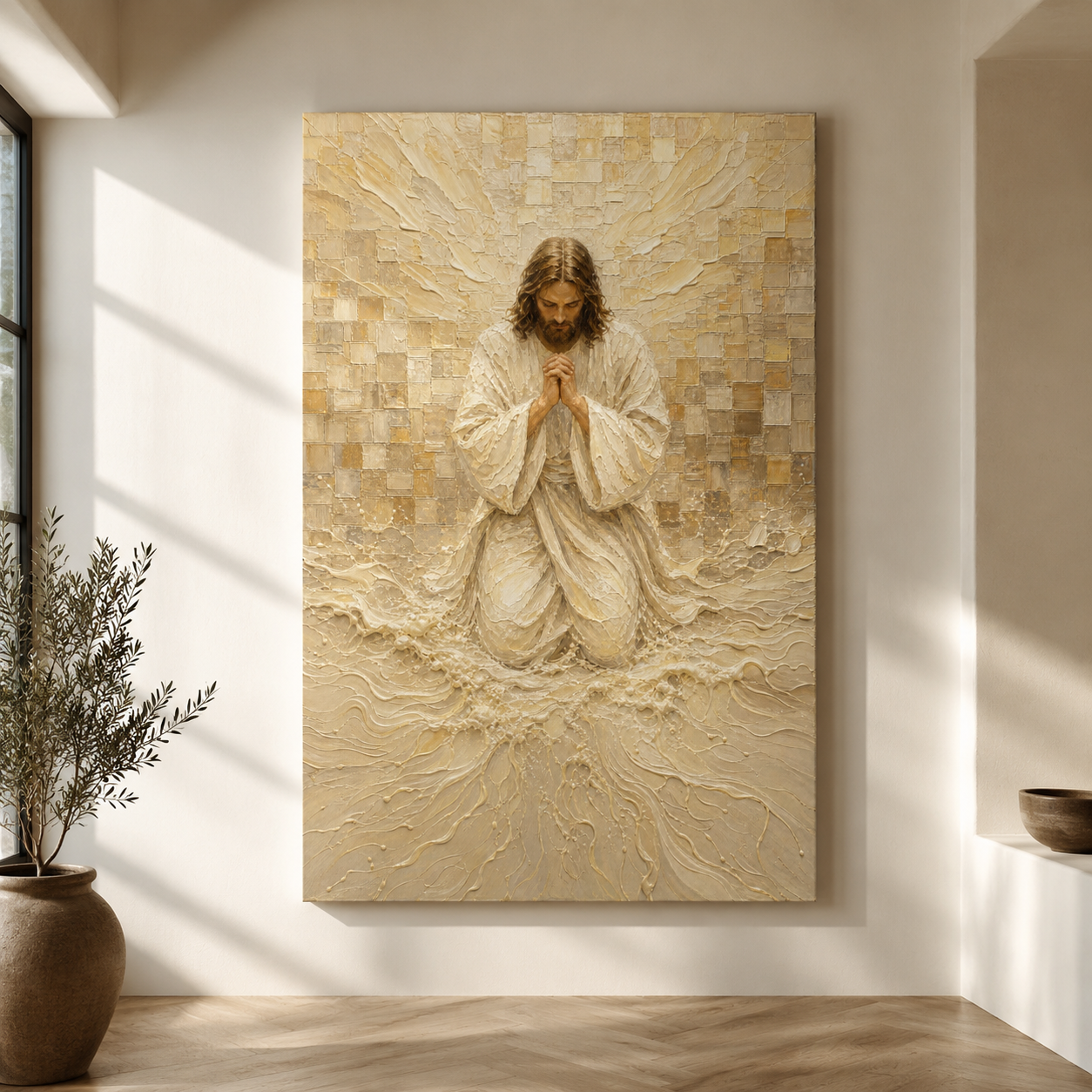 Christ at Vigil | Cream Impasto - Canvas