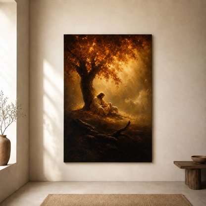 Jesus Beside the Lamb | Renaissance Shadow - Canvas