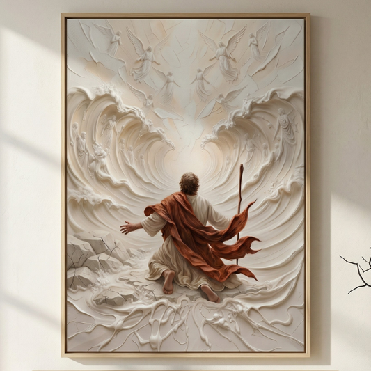 Moses Parting The Sea I - Framed Canvas
