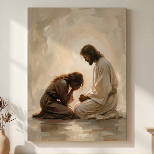 Jesus Comforting A Woman I - Canvas