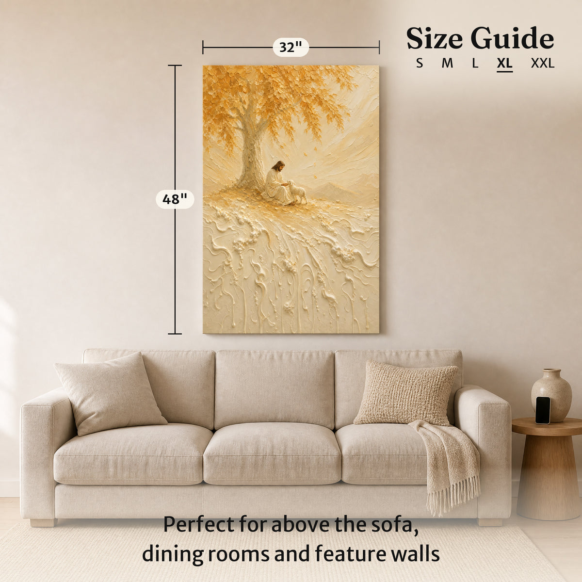 Jesus Beside The Lamb | Cream Impasto