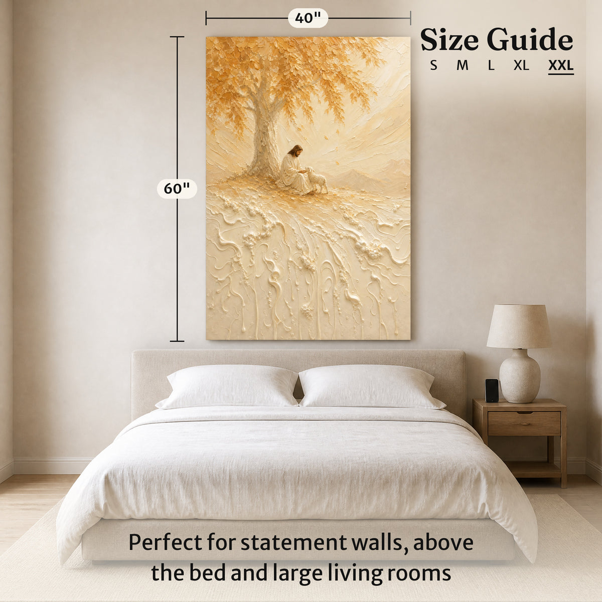 Jesus Beside The Lamb | Cream Impasto